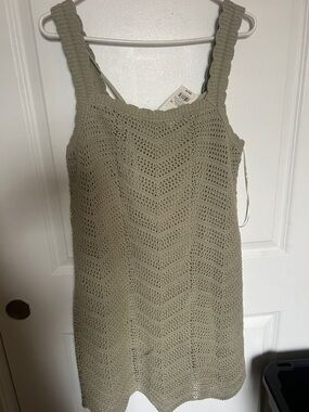 a new day Sage Green Crochet Knit Tank Dress